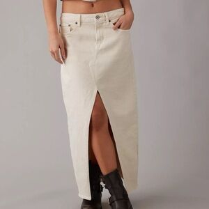 American Eagle Low Rise Maxi Skirt with High Slit, stretch denim size 14"